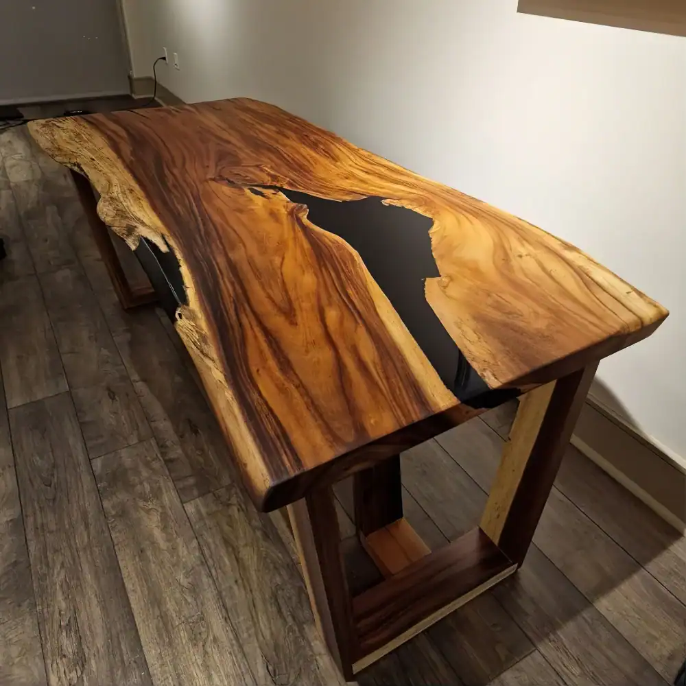Epoxy filled live edge table purchased by Thomas Rognon