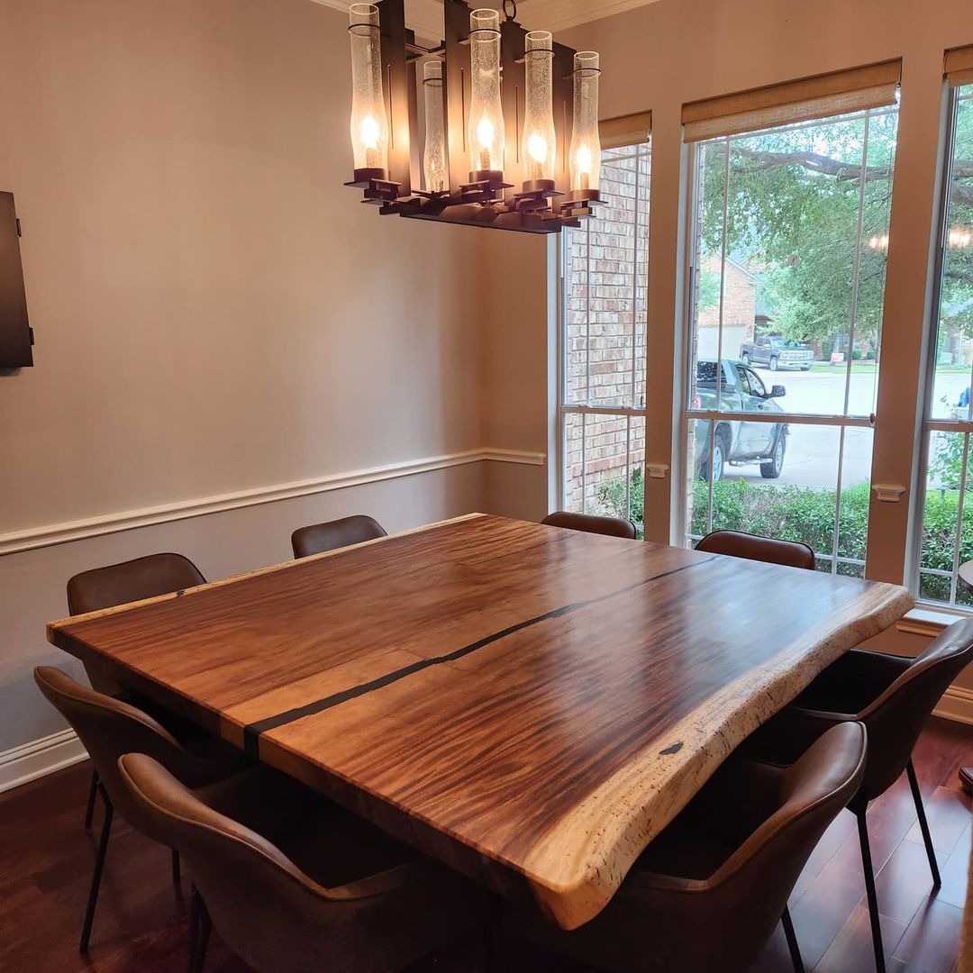 Sustainably sourced Guanacaste wood slab with natural live edge